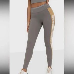 Adidas By Stella Mccartney Run Tight Heat Dry Gray Tan Snake Skin Leggings